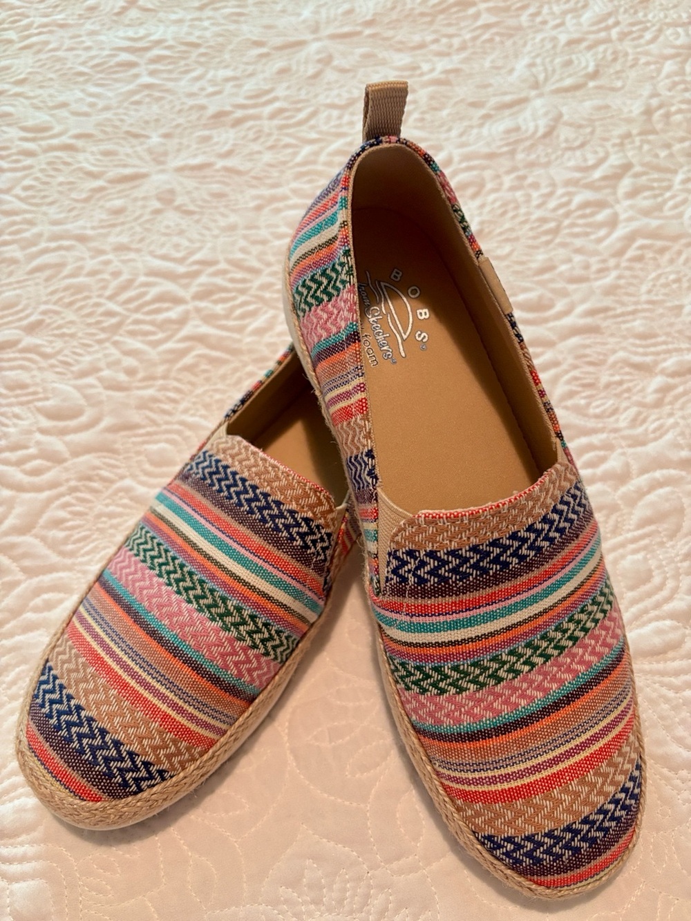 Skechers BOBS Striped Multi-Color Canvas Espadrilles